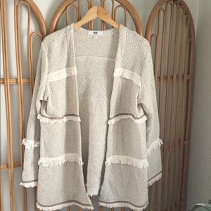 Jack Evereve Cream fringe boho cardigan large